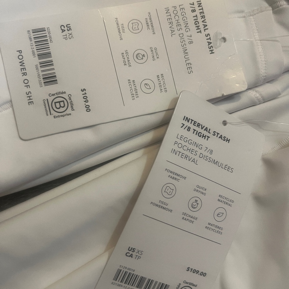 2 white athleta 7/8 leggings
